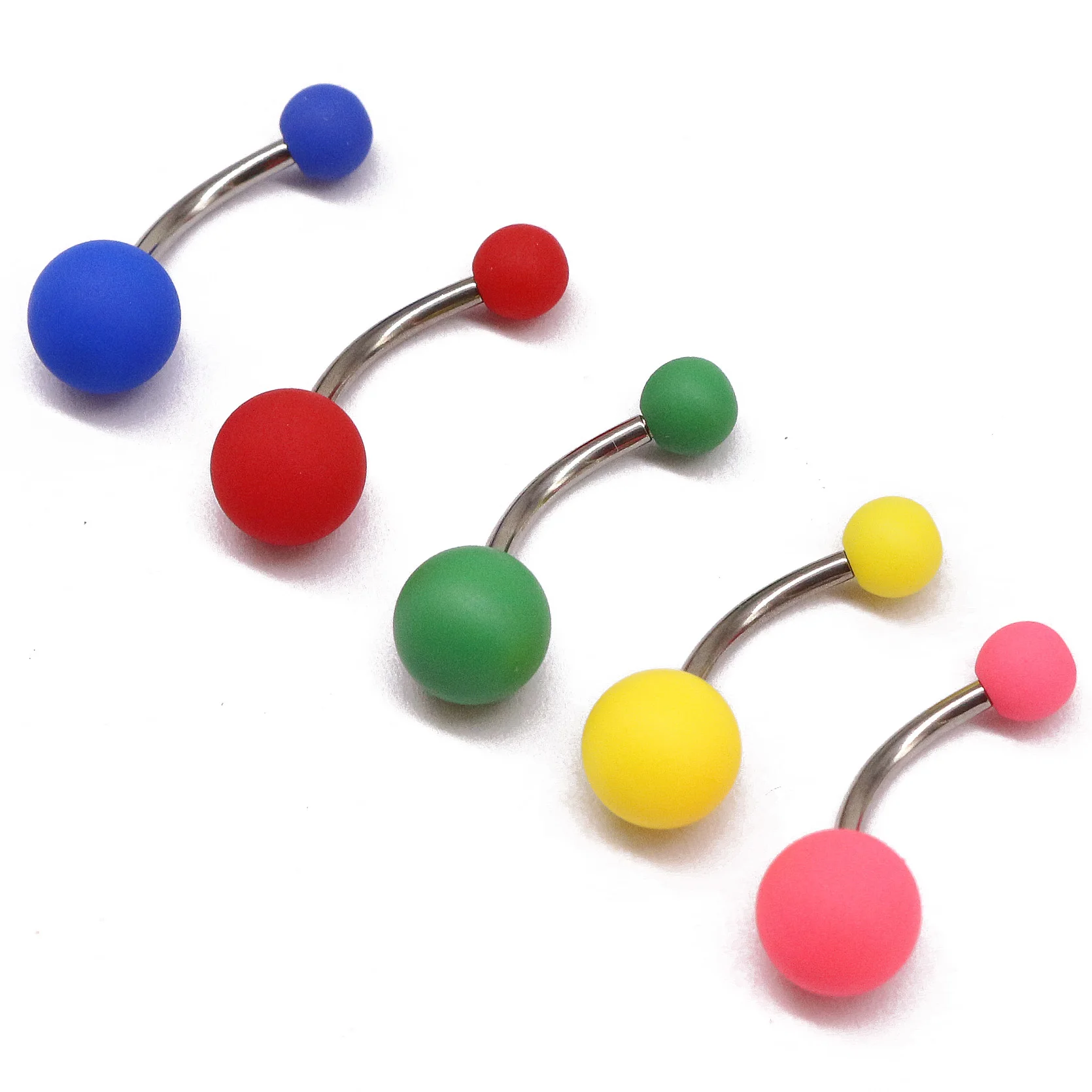 

Gaby Stainless Steel Bar Colorful Belly Ring Acrylic Ball Navel rings body piercing jewelry, Colorfur
