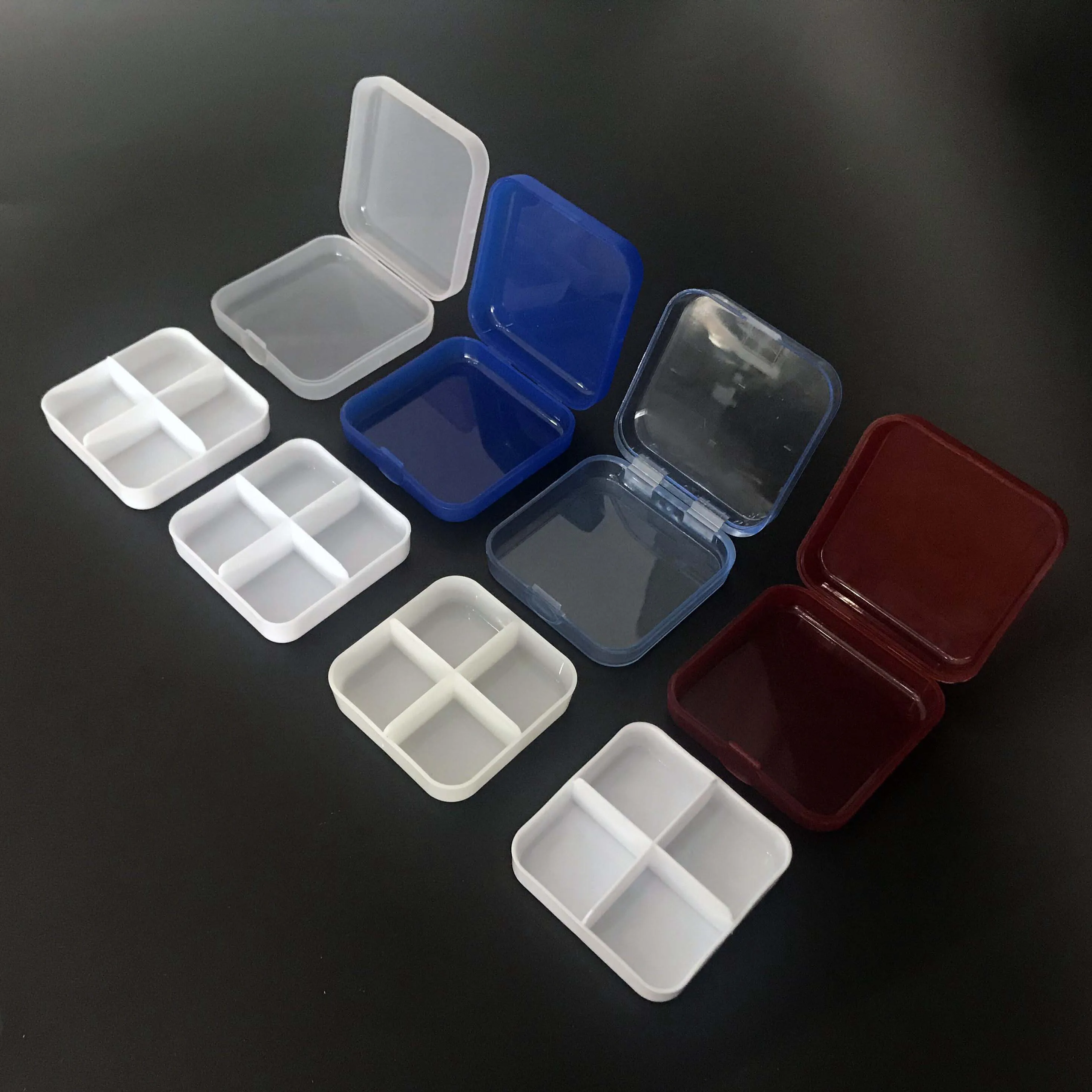 Portable Pill Storage Cases With 4 Compartments One Day Plastic Pill Box supplier