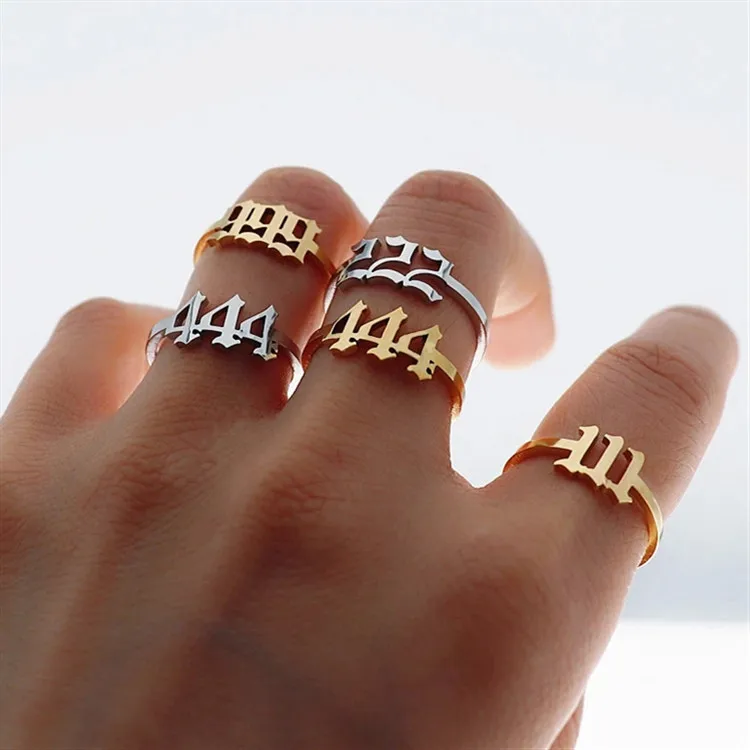 

Lucky 111 222 333 444 555 666 777 888 999 Rings For Women Angel Number Ring Stainless Steel Adjustable Finger Rings Jewelry Gift