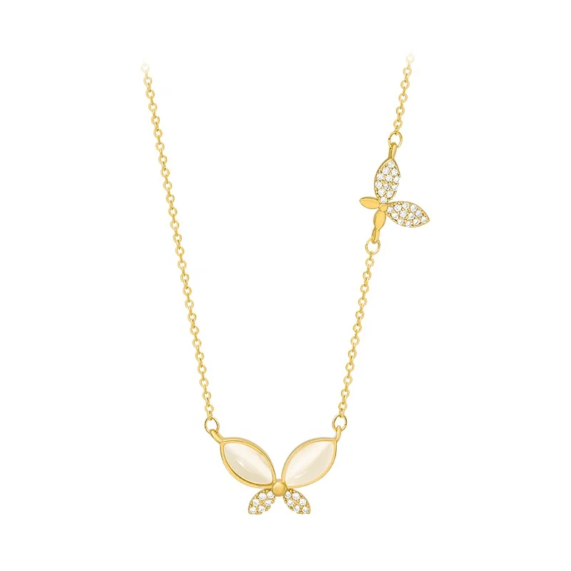 

Sexy custom initial jewelry 2021 butterfly gold filled pendant wholesale Chain Jewelry Choker women tennis Link Chain Necklaces, Yellow gold