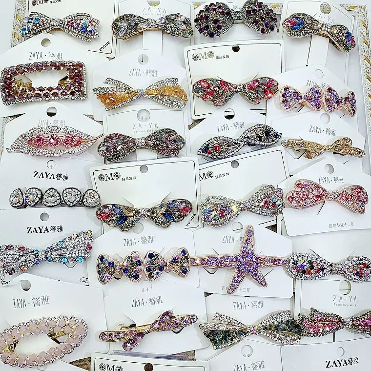 

PUSHI trending 2022 bisuteria china jewelry wholesale jewelry bulk metal hair clips for girls spring clips rhinestone hairpin