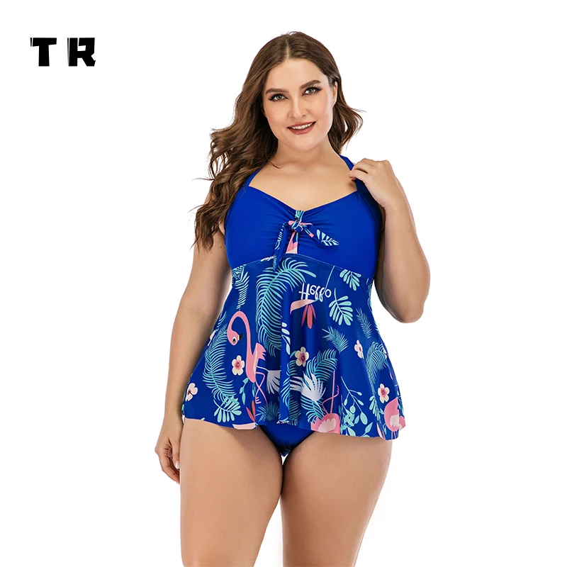 

2021 High Cut Out Swimwear Plus Size Floral Swim Suits For Xxx Xx Tankini Two Pieces Dress Bathing Suit, Solid colors and customized colors