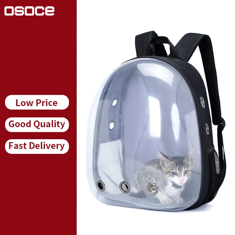 

OSOCE C06 Waterproof Astronaut Space Capsule Transparent Bubble Clear Acrylic Dog Cat Pet Carrier Backpack Bag for Small Animal, Black or custom