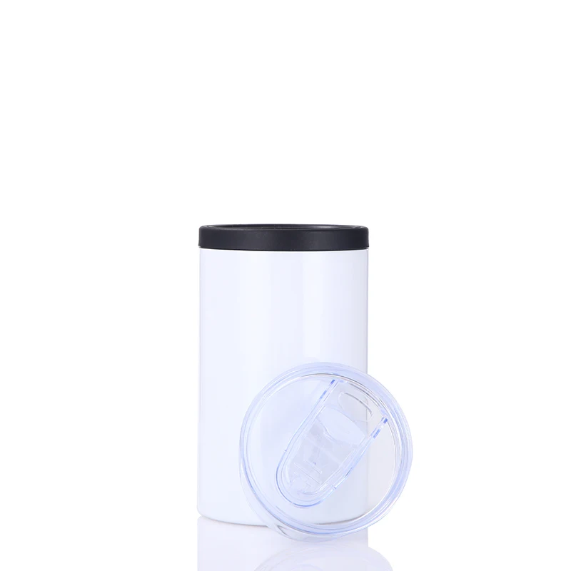 

Stainless steel insulated can holder sublimation can cooler 12oz with 2 lids