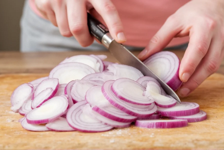 Various onion-related kitchen gadgets on a countertop