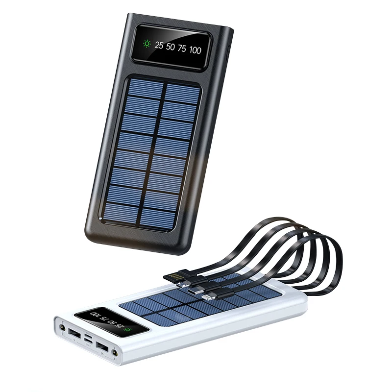 

Solar Panel Cell Phone Charger 20000 mAh Waterproof Power Bank Solar Charger, Black/white