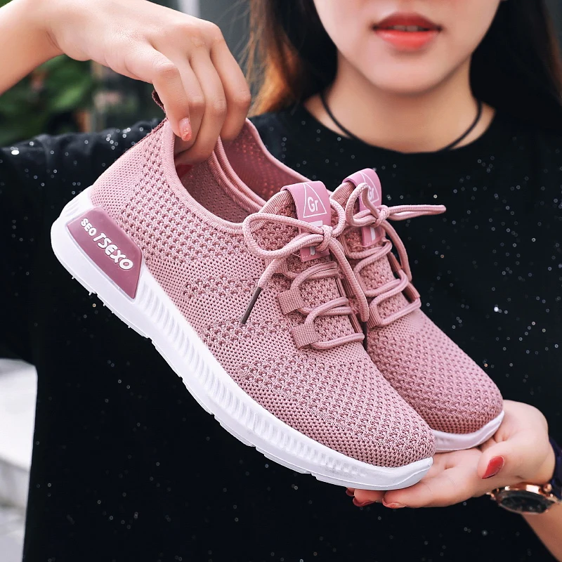 

H5B fashion comfortable women shoes casual sneakers for ladies chaussures de sport shoes, Black/pink/gray