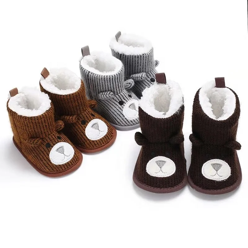 

Non Slip Fall Toddler Cute Cartoon Bear Crochet Baby Kids Boots For Boys