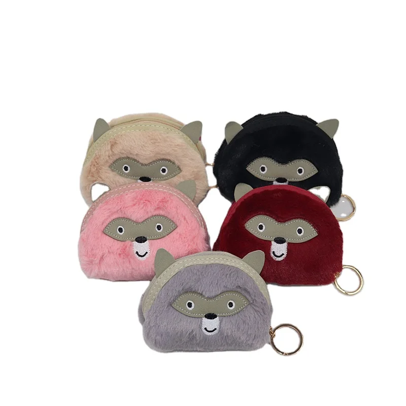 

Mini size plush fox animal coin bag Zipper opening for small objects Gifts that girls like