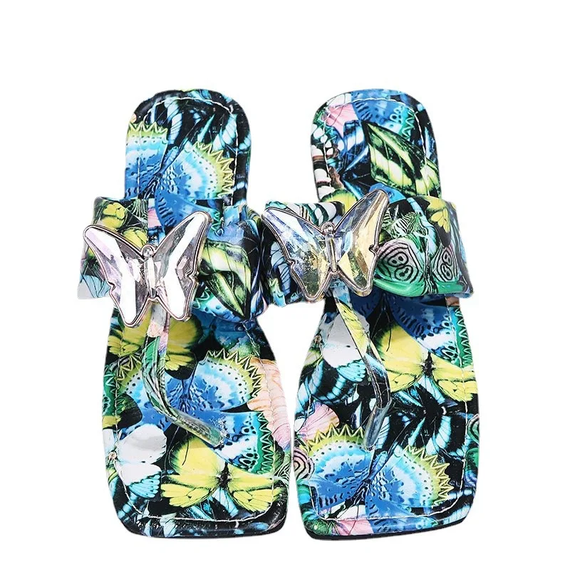 

wholesale woman sandals shoes summer pretty slides butterfly thong slippers