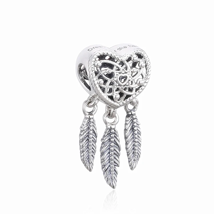 

Classic Jewelry Women Heart Pendant Charm 925 Silver Heart Dream Catcher Charms