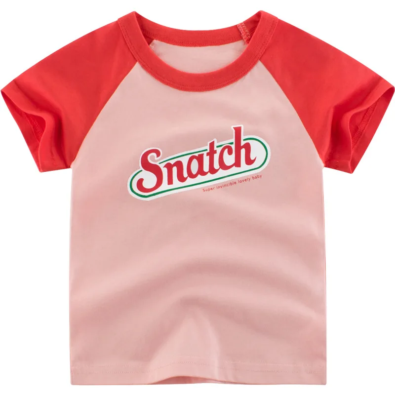 

eco friendly custom cotton kids tshirt color block cute little kids t-shirt for girls