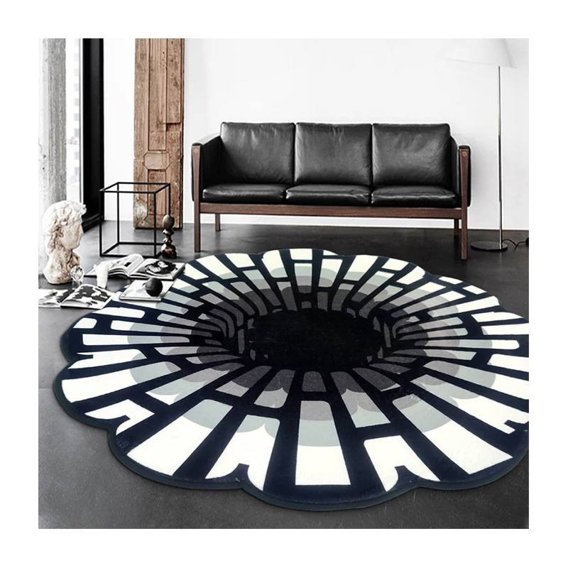 3D Optical Illusion Area Rugs Geometric Swirl Pattern Carpets Bathroom Office Decor Rugs Indoor Floor Mats