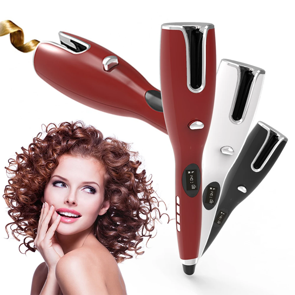

China Hair Curler with LCD Portable Curling Wand Set Roller Easy Operate Spiral Wave Hair Iron Women Automatic Spin Curler, Red,black, white