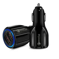 

2019 fast qi quick qc3.0 car 3.1a dual 2 wireless mobile usb car charger for iphone