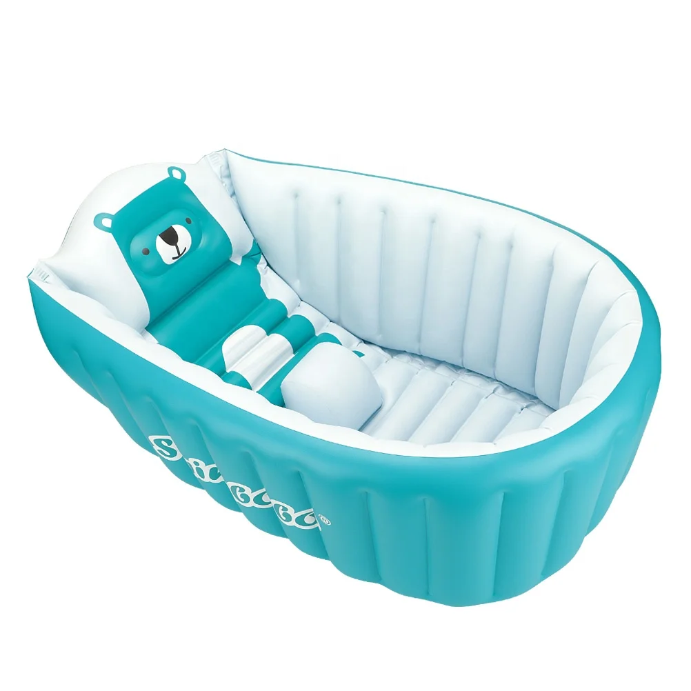 

Babies Accessories New Born Folding Collapsible PVC Shower Washing Pet Baby Bath Tub Set, Blue,pink