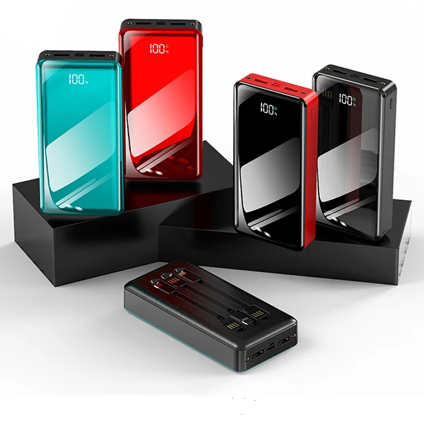 

Factory wholesale With 2USB Output with 3 cable Super fast charging PD22.5W QC3.0 20000mah power bank, Black,red,mirror red, mirror blue