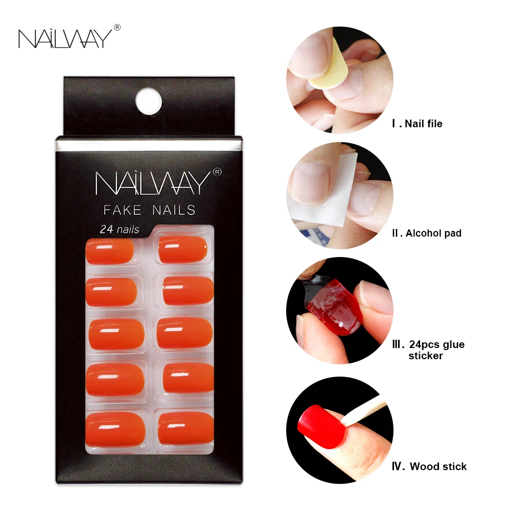

Factory Price Pure Color 24 Pcs Press On Nails Private Label Print On False Fingernail, Red,pink,white ,or as your requirement