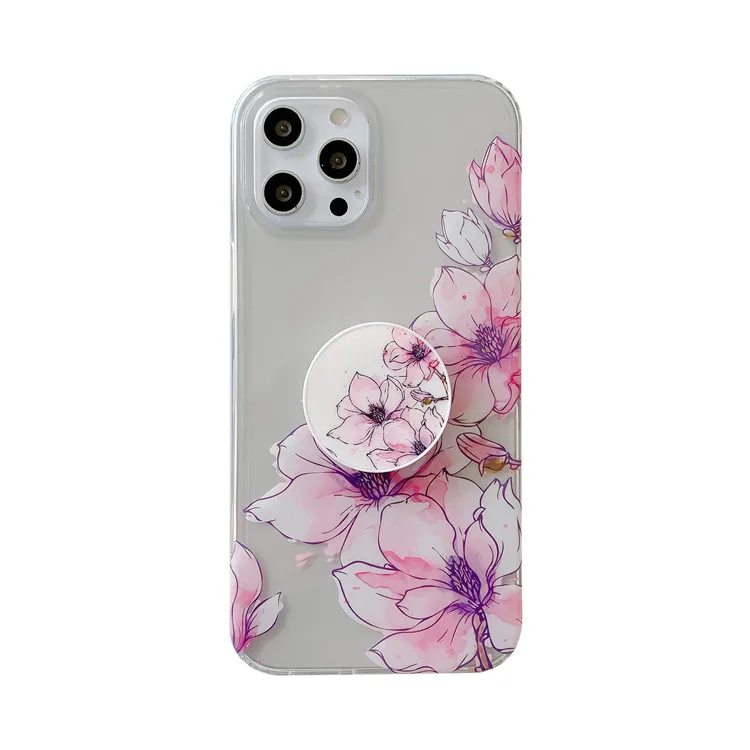 

TopA IMD Print Soft Tpu Abstract pink flowers pattern Mobile Phone Case For iPhone 11Pro Anti-Fall Back Cover, Multi colors