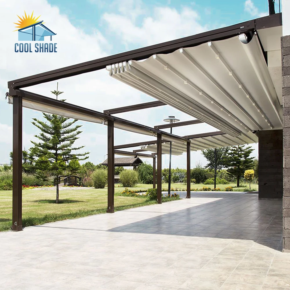 

Outdoor Business Waterproof Automatic Folding Bioclimatic Retractable Electric Awning Pergola Roof Kit System, Refer to ral colors swatch or customized colors available