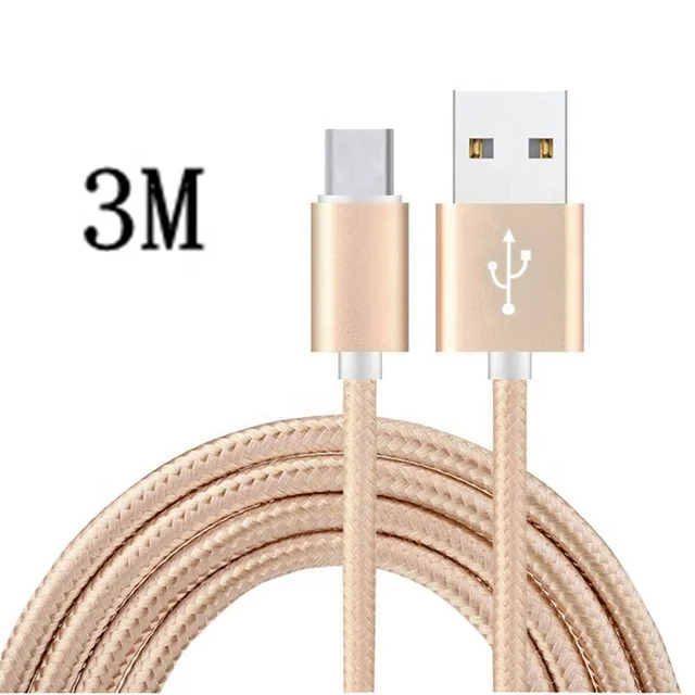

Shenzhen cheap price Nylon braided 3m charging micro android phone type c usb data charger cable for iphone for samsung, Black, silver, grey ,red, blue, pink,gold