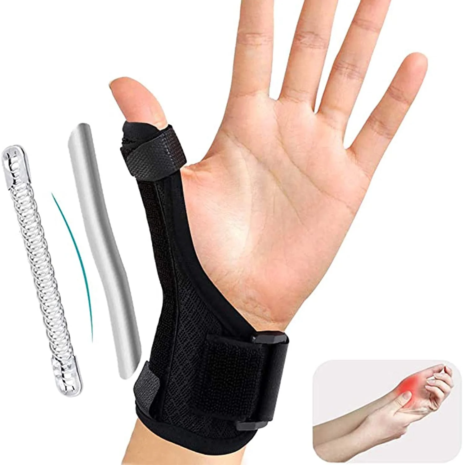 

Breathable Thumb Splint Wrap Guard Spica Wrist Support Brace Pain Relief Protective Hand Sock for Arthritis, Black, gray