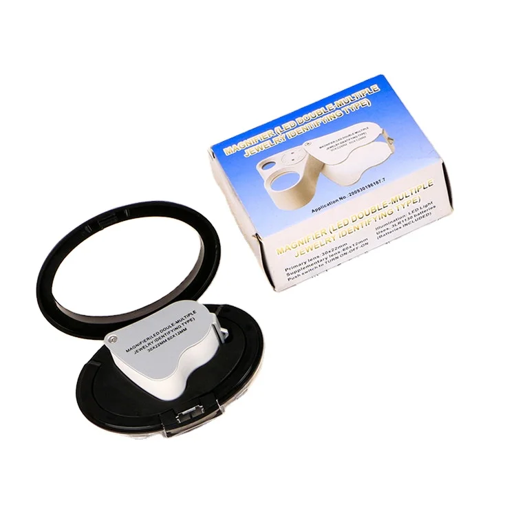 2020 Best Selling Portable Pocket Jewelry Magnifier 30x/60x Magnifying Glass With 2 LED Lamp