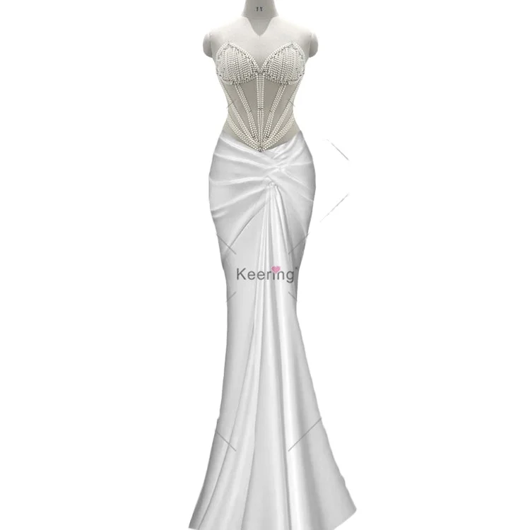 Customization Unique Design Front Panel Keering Pearls Bodice Applique for Dress