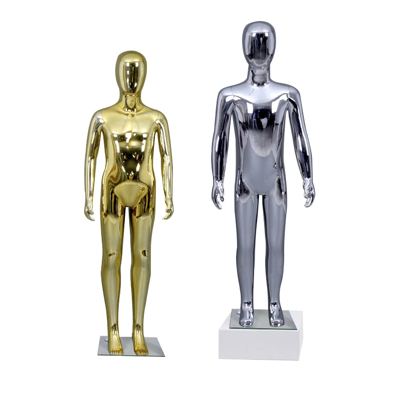 

Mannequin Manufacturer Boutique Gold Silver Kids Clothing Mannequins PE Full Body Child Mannequin for Sale, Glod,silver