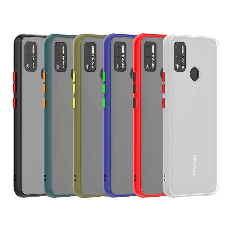 

New Popular skin feel transparent frosted pc tpu combo case back cover for TECNO Spark 5 Air case shockproof