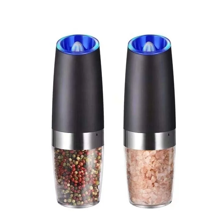 

Amazon Hot Selling Salt and Pepper Grinder Set Gravity Pepper Mill Set Automatic Pepper Grinder