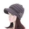 Fashion Women Beaded Knot Winter Cap Beanie Hats Visor Brim Girls Winter Jewelry Warm Caps MXM-102I
