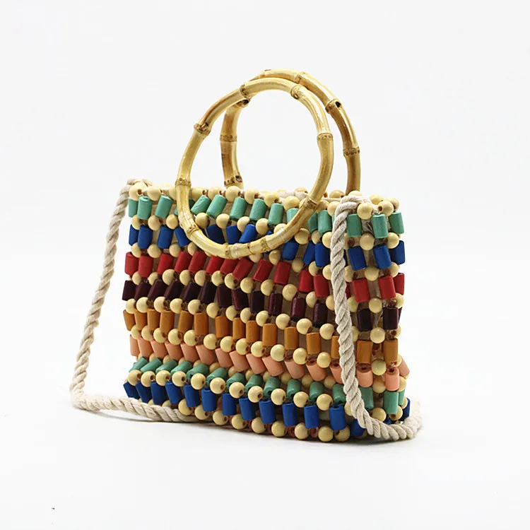 

Factory Selling Summer Handmade Vietnamese Women Straw Beach Handbag Bamboo Rattan Bag