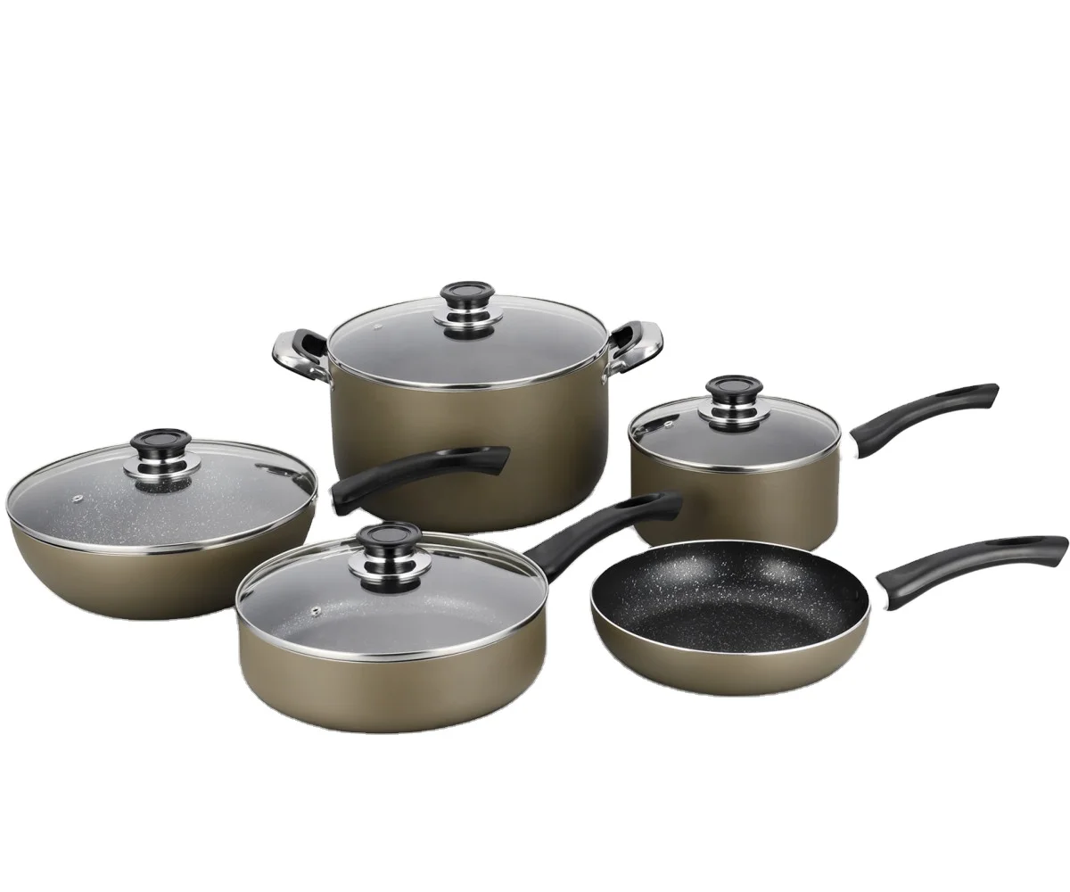 

Hot Sale high-quality Aluminum Kitchenware cooking pot cookware Set with induction bottom, Customized color