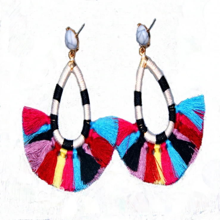 

Wholesale New Design jewelry dangle Long Fashion hollow round Women Tassel Earrings