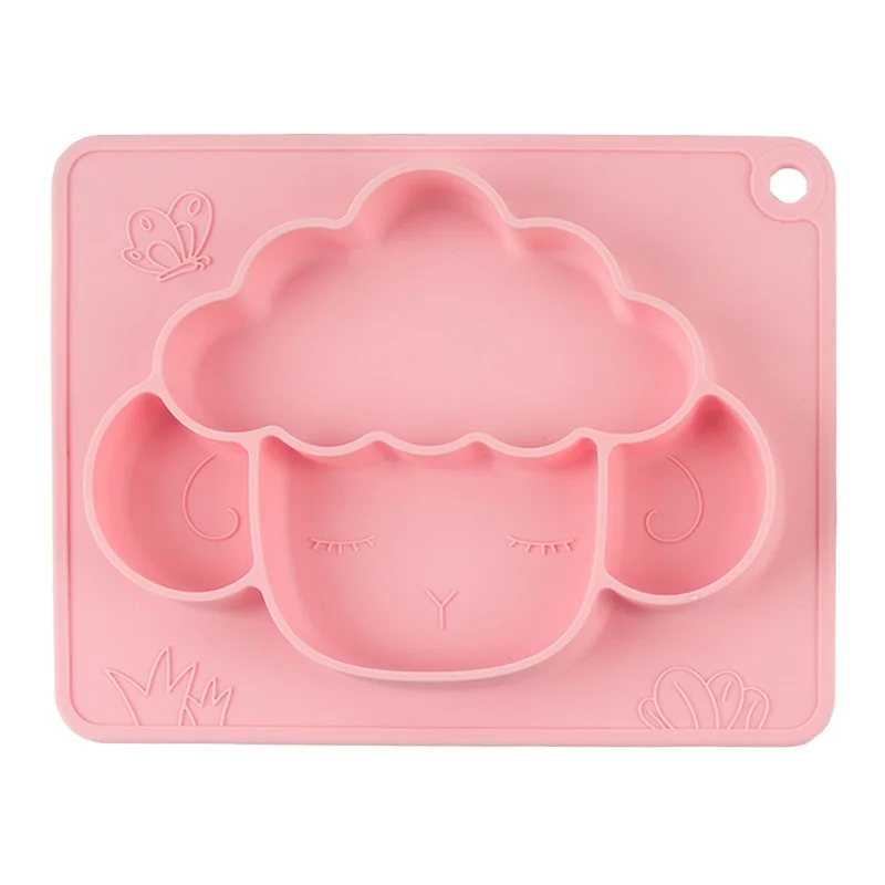 

Children's Cutlery Silicone Dinner Plate Baby Compartmented Dinner Plate Baby Silicone Sheep Dinner Plate
