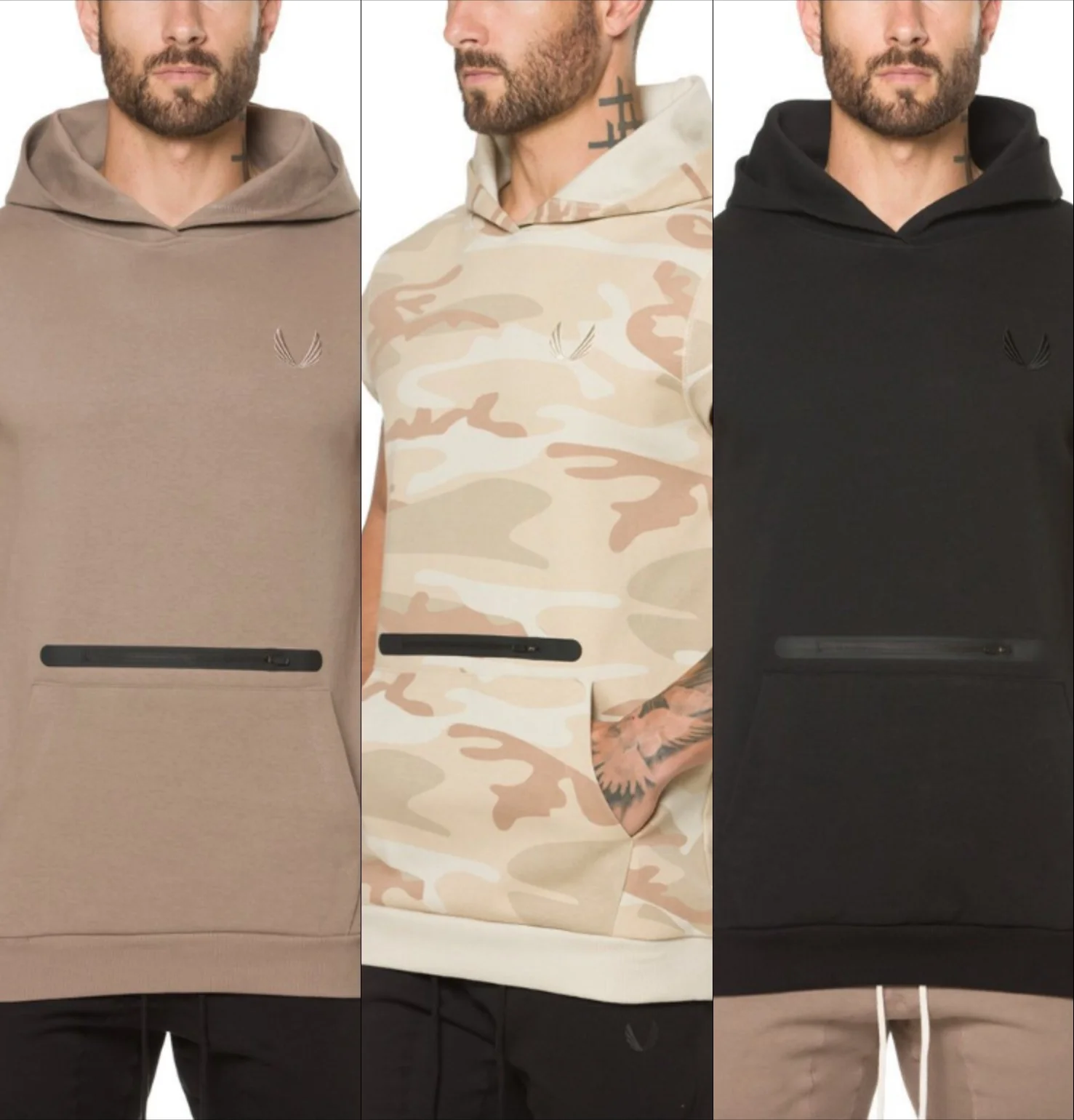 

BBQZD11 Wholesale men sleeveless highlighting muscle sportswear hoodie running hooded fitness clothes comfortable men hoodie