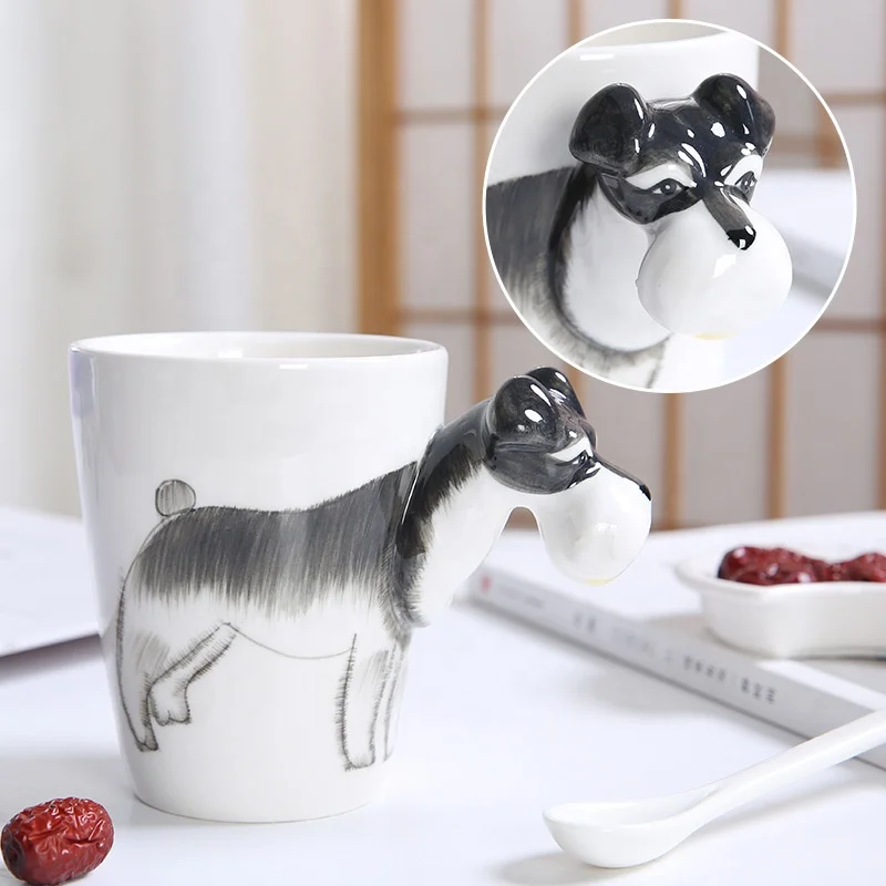 

custom design various dog design Schnauzer Husky Poodle Golden Retriever Samo Bulldog 3d animal ceramic cup