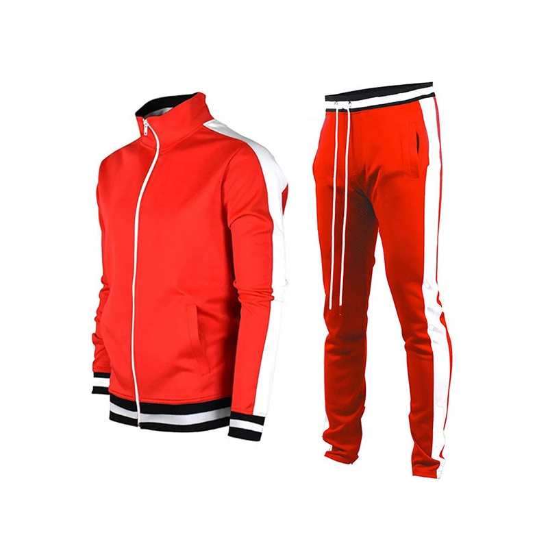 

High Quality Custom Design Blank Training Jogger Sweatsuit Men Zip Up Two Piece Track Suits Sets