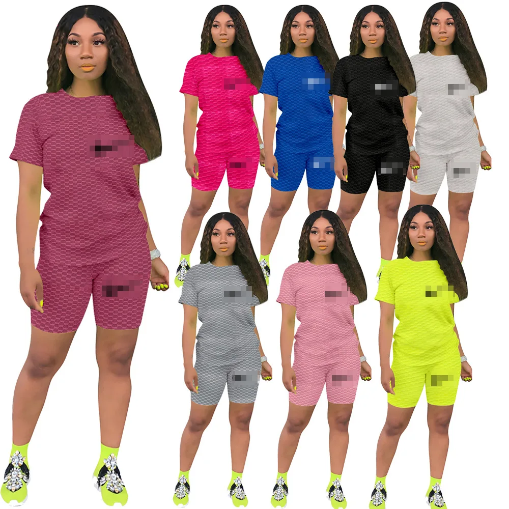 

Casual Set Summer Sports Best Selling Women's Clothes Custom short sleeved shorts set New Jacquard Two-Piece Set