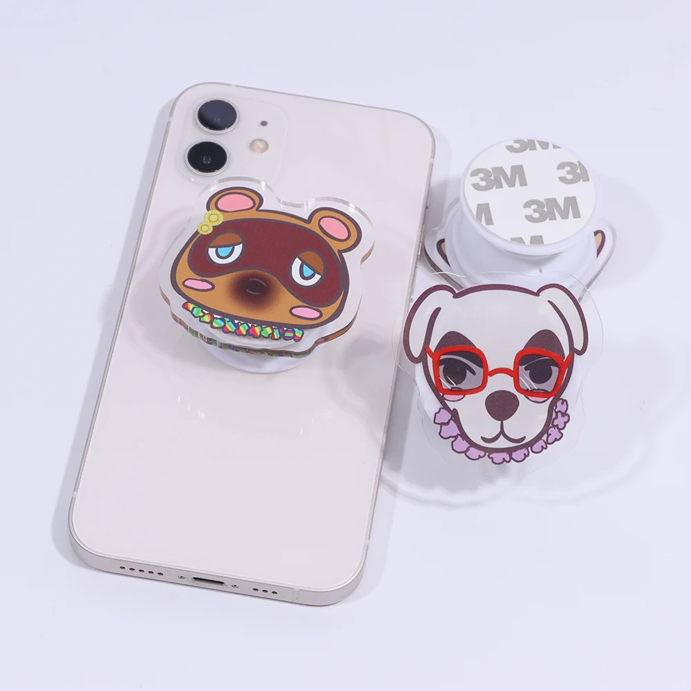 

custom print anime Acrylic glitter Epoxy Cell Phone Grip Mobile Phone Holder Heart Griptok holder