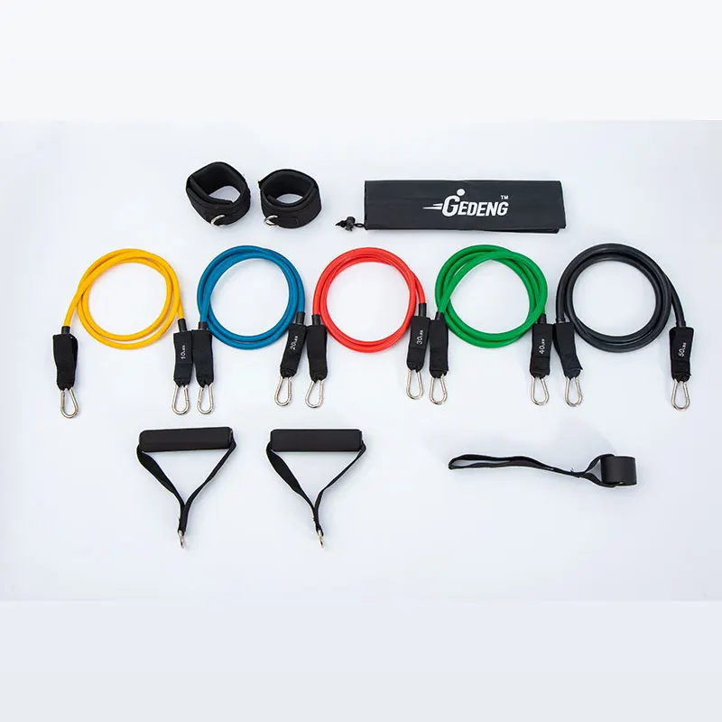

High Quality Custom Logo Latex Fitness Exercise 150LBS 11 Pcs Stretch Resistance Band Set, Customized color ,optional
