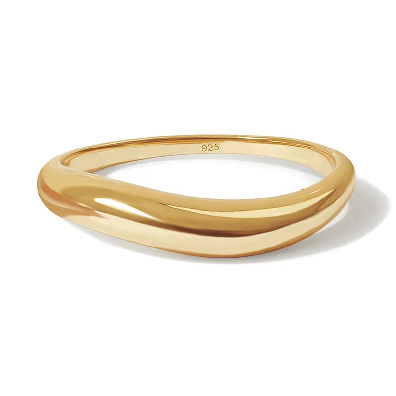 

Milskye sparkling classic girls 18k gold vermeil wave simple sterling silver ring