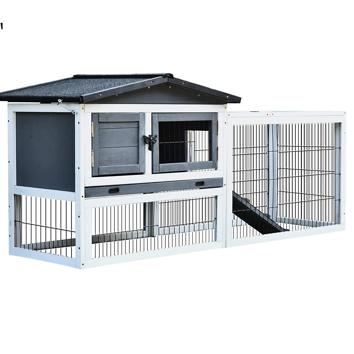 

Innovative Solid Outdoor Wood Rabbit Hutches with Easy Clean Tray Pet Products Rabbit Cage, Customized color