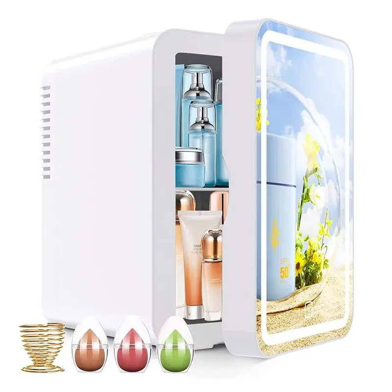 

Hot Sale 8L Small Beer Cooler Mini Beauty Fridge With Mirror Cosmetic Makeup Skincare Car Refrigerators Nevera Pequena