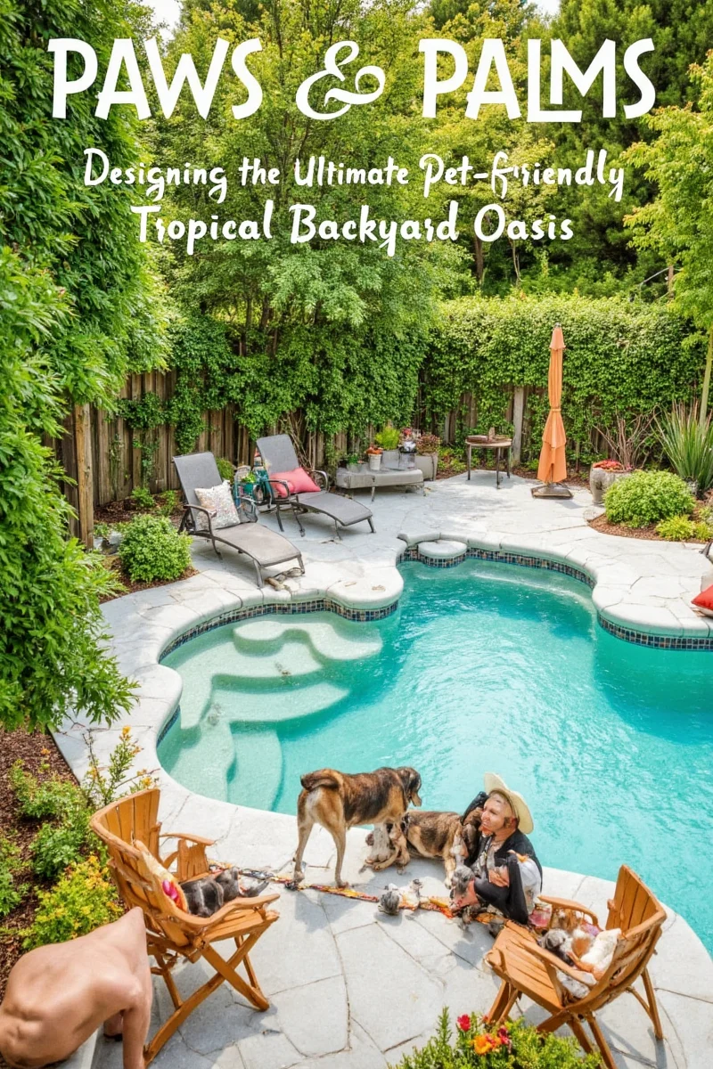 Dog sitting under a blue Kurgo Raincloud Canopy attached to a harness while resting on a cushioned chair in a sunny backyard.