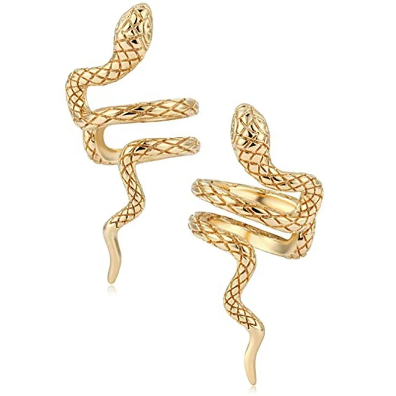 

New Simple Chunky Non Piercing Earrings Delicate Animal Gold Plated Snake Earrings Exaggerated Bohemian Snake Ear Cuff Earrings