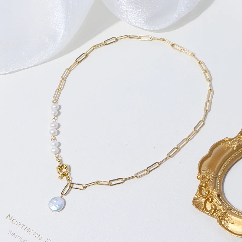 

2021 customs jewelry 14K gold plated pearl necklace chocker accessories for women