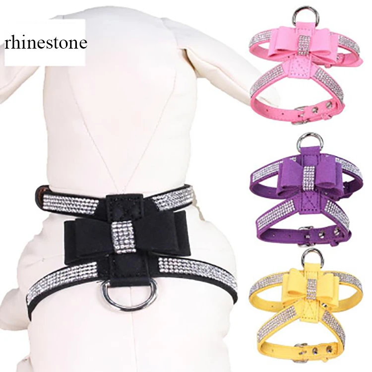 

Hot Rhinestone Pet Dog Harness Adjustable Dog Harness and Leash with Bow Set, Picture