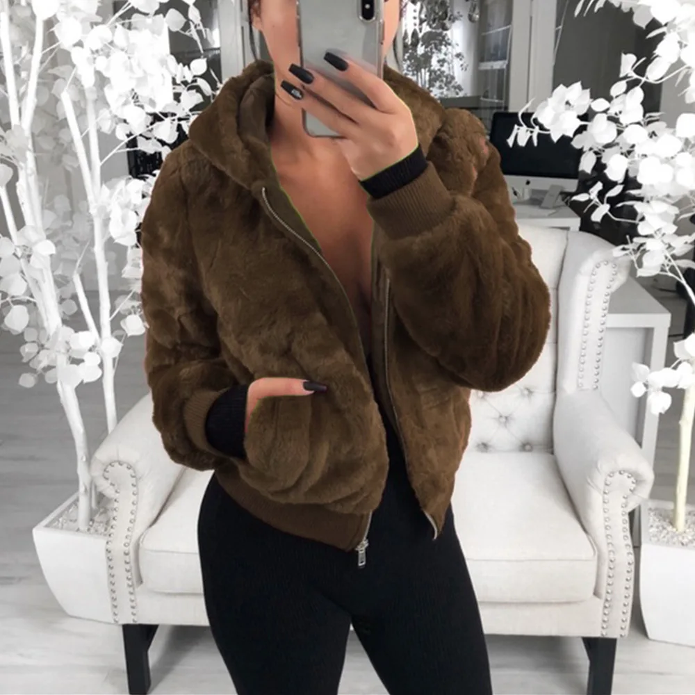 

New design winter casual solid color women's jackets coats women hooded sweater coat for wholesales